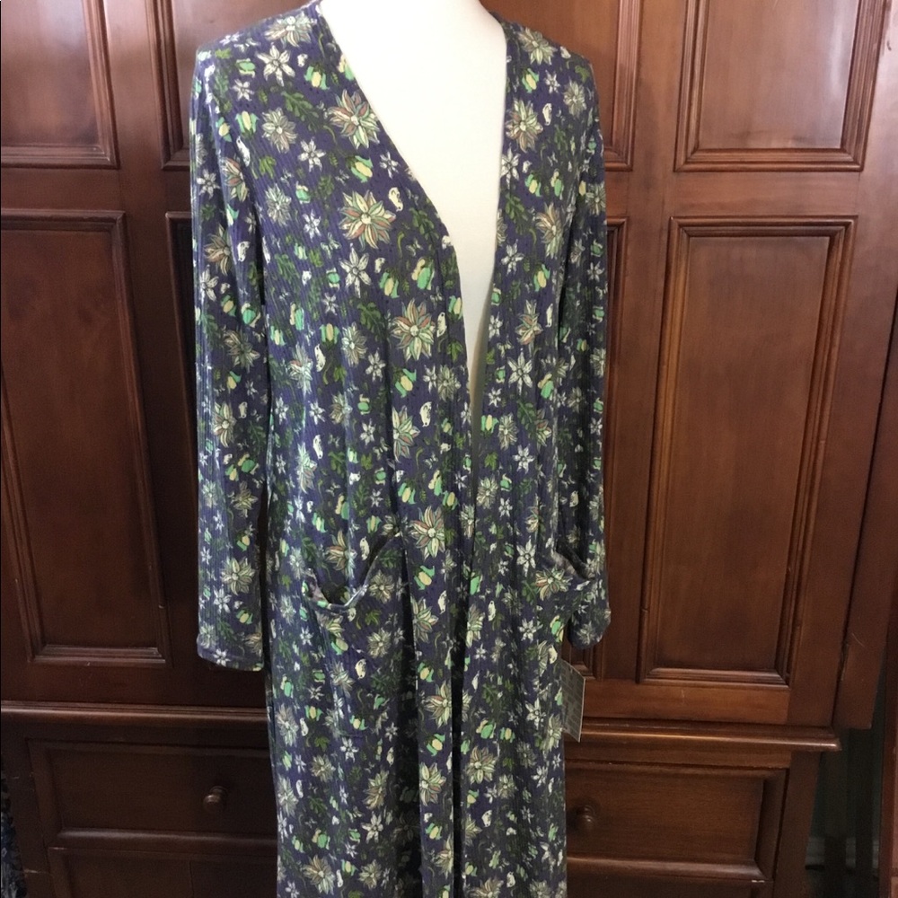Womens LuLaRoe Sarah Size L Blue multicolored flo